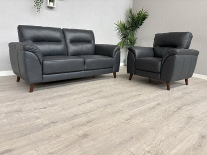 DFS Coben Leather 2 Seater Sofa + Armchair Set - RRP £1428 (Read Description)