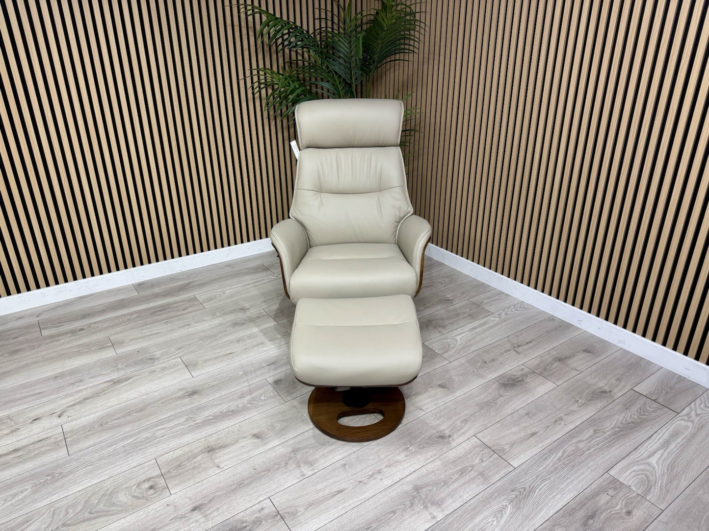 Furniture Village Tallinn Leather Swivel Chair and Footstool - RRP £1395