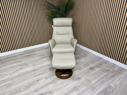 Furniture Village Tallinn Leather Swivel Chair and Footstool - RRP £1395