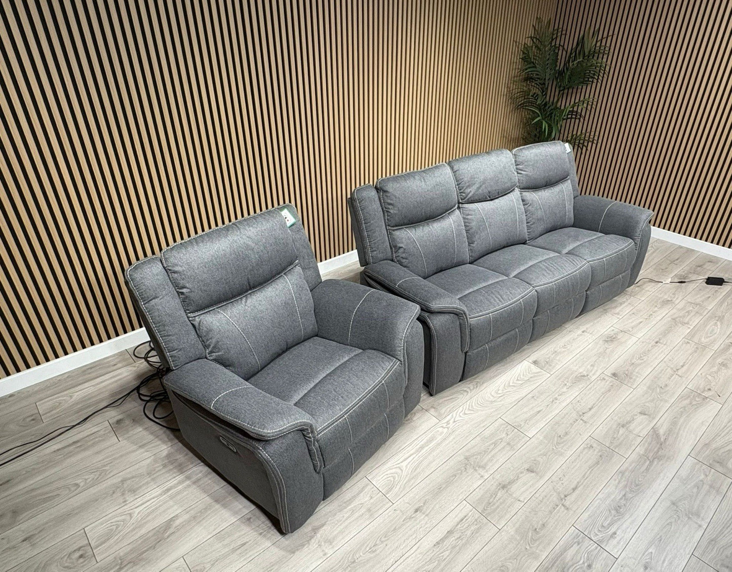 Galaxy Fabric 3 Seater + Armchair, Power Recliner Media Sofa Set - RRP £3190