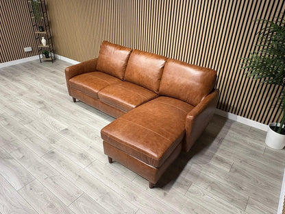 John Lewis BAILEY Style RHF Leather 3 Seater Chaise End Sofa, Tan - RRP £3,449