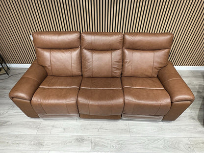 DANETTI Leather 3 Seater Sofa + Armchair Power Recliner Set - RRP: £3298