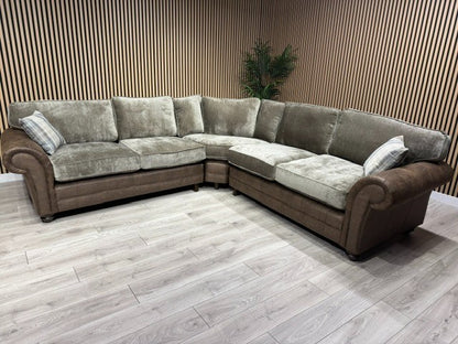 Oakfurnitureland DARWIN 2 Corner 2 Large Fabric Corner Sofa - RRP £2899