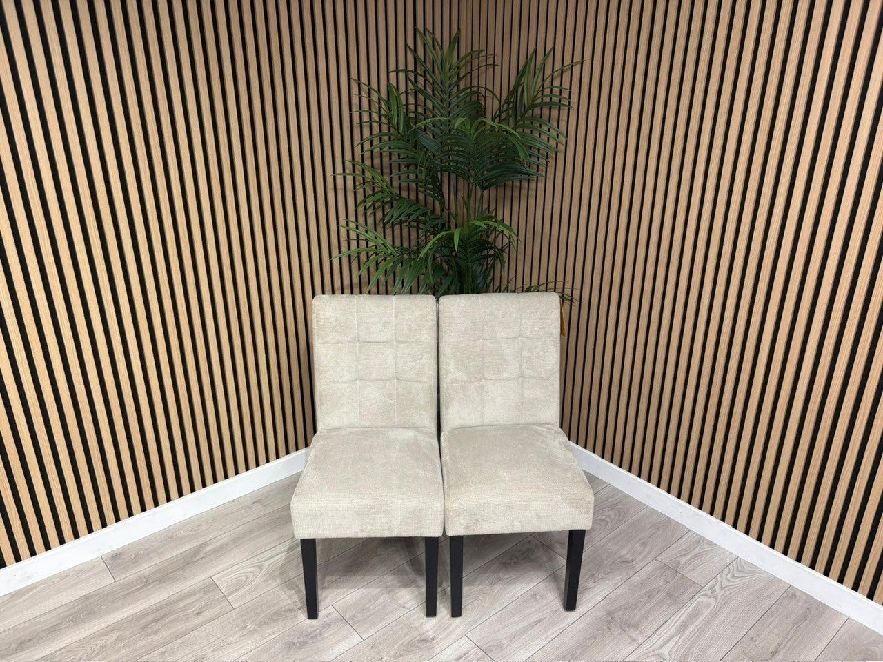 NEXT Sample - Flax Waffle Natural Fabric Dining Chairs