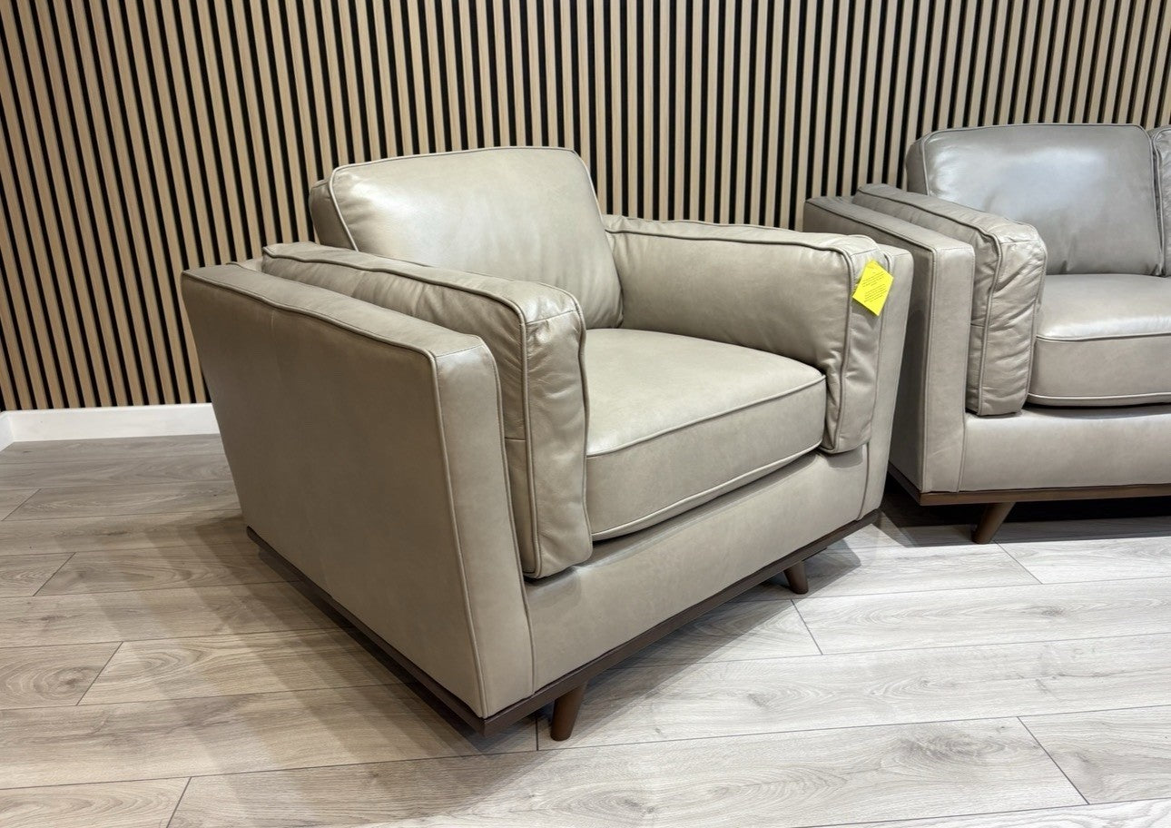 John Lewis Sample VALENCIA Leather Armchair, Greige - RRP £1799