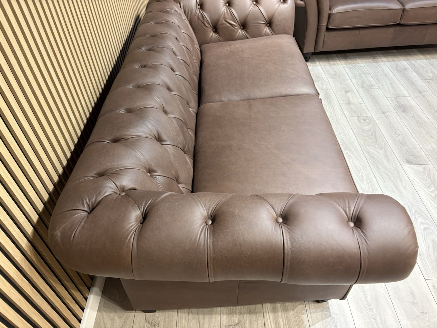 Next GOSFORD Leather Chesterfield Large 3 Seater + 2 Seater Sofa Set - RRP £5490