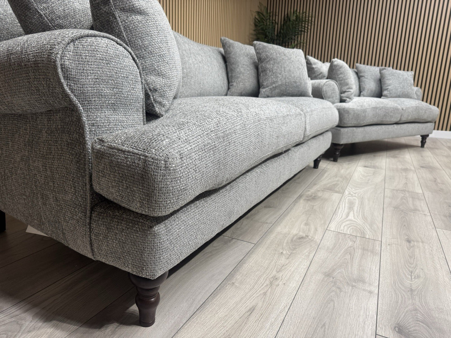 Laura Ashley LYNDEN Style Fabric 3 Seater + 2 Seater Sofa Set, Grey - RRP £2,700