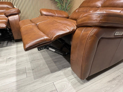 Kingsbury Premium Leather 3+2 Seater Power Recliner Sofa Set - RRP £3898