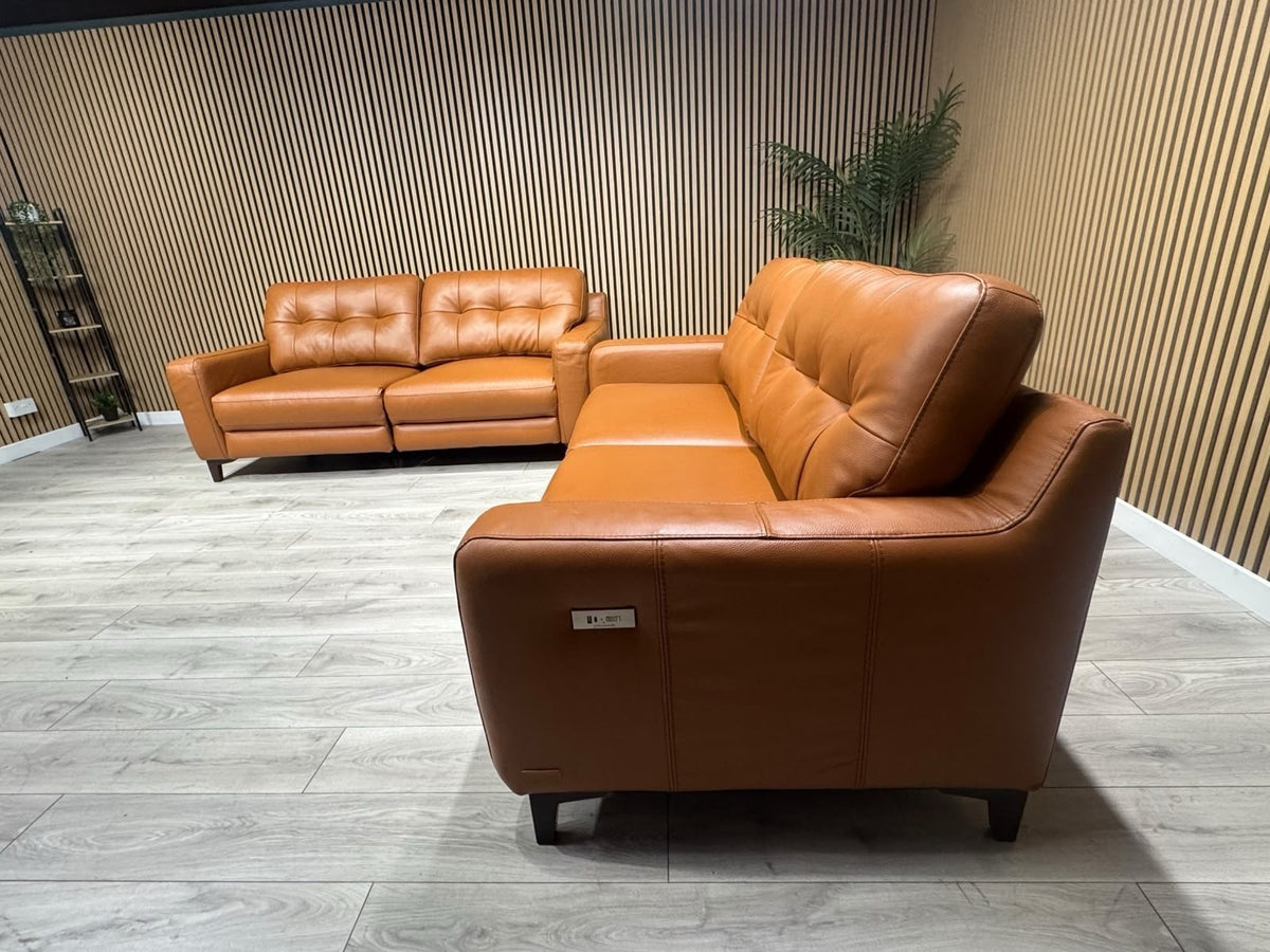 ScS Poltronesofa RUFFIO Leather 2 x 3 Seater Power Recliner Sofa Set - RRP £4498