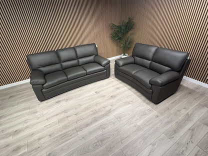 DFS Brooker Leather 3 Seater + 2 Seater Static Sofa Set  - RRP £3690