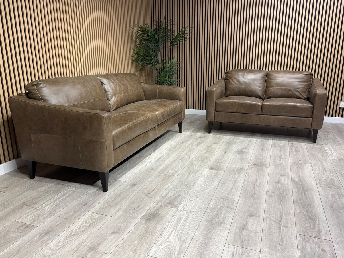 John Lewis BAILEY Style Leather 3 + 2 Seater Sofa Set, Chestnut - RRP £3978