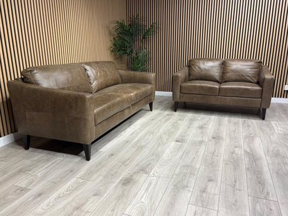 John Lewis BAILEY Style Leather 3 + 2 Seater Sofa Set, Chestnut - RRP £3978