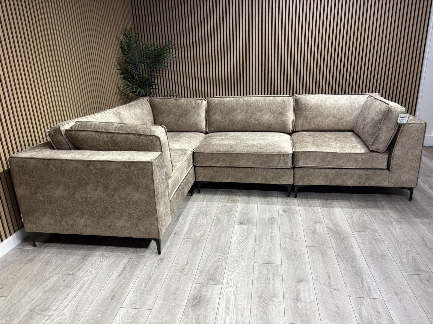 ELIJAH Modular Premium Fabric Corner Sofa, Mink - RRP £3,799