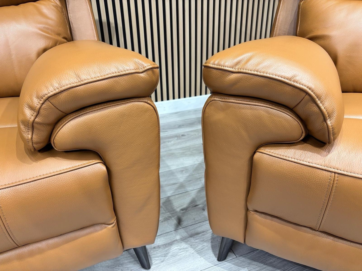 Furniture Village PANACHE Style Leather 3 + 2 Seater Power Recliner Sofa Set