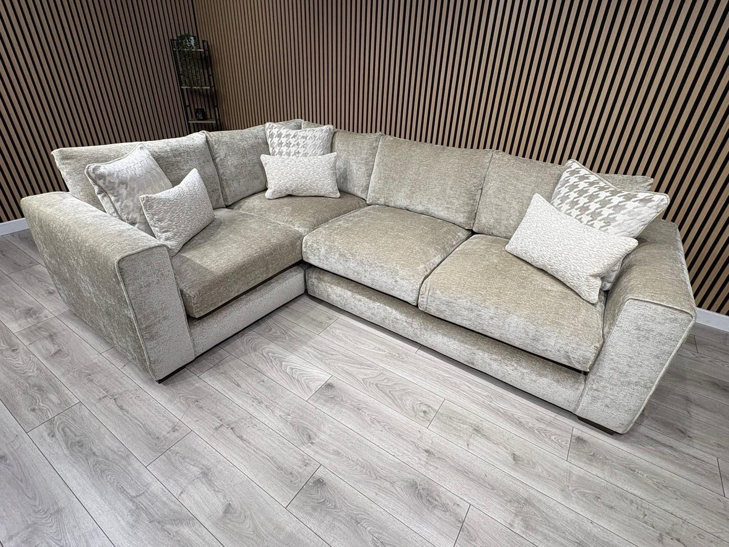 Ashley Manor ADISA Fabric LHF Corner Sofa Set, Pebble - RRP £2,999