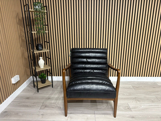 John Lewis Sample - Mid Century Faux Leather Accent Chair, Black - RRP £1099