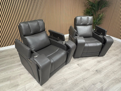 SCS Adstock x2 Leather Power Recliner Chairs with Power Head Tilt RRP £2258