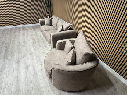 DFS - CHERISHED Style 3 Seater Sofa + Swivel Armchair, Formal Back - RRP £2,248