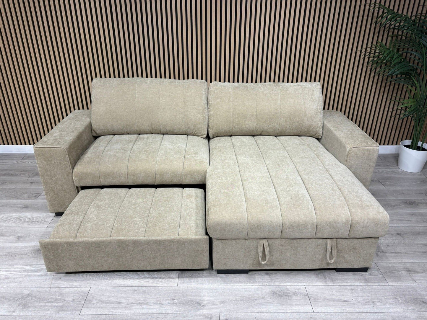 MONACO Premium Fabric RHF or LHF Chaise Sofa Bed with Storage - RRP £1549