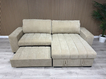 MONACO Premium Fabric RHF or LHF Chaise Sofa Bed with Storage - RRP £1549