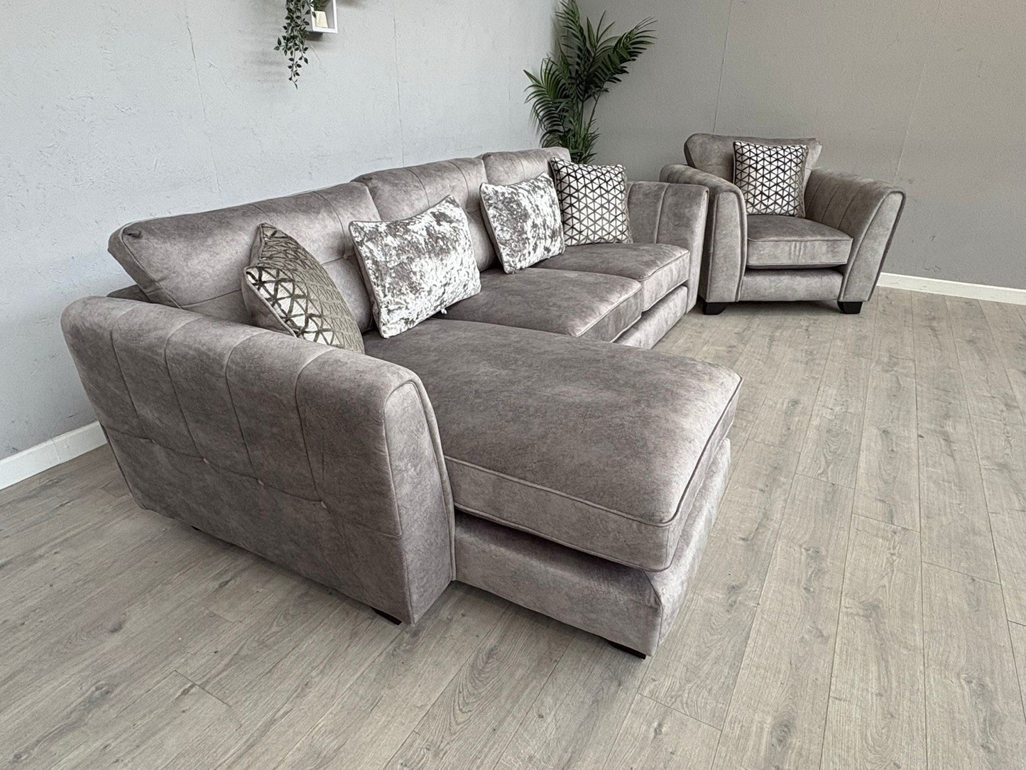 Furniture Village MARIAH Fabric LHF Chaise Corner Sofa + Armchair - RRP £4,140