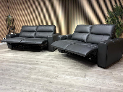 DFS Sample Bellagio Leather 3 Seater + 2 Seater Sofa Set, Power Recliners RRP: £3840