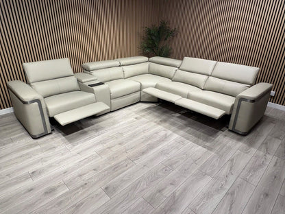 Sofology PLAZA style Leather 2c2 Power Recliner Sofa + Console - RRP £4699