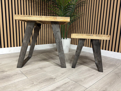 NEXT Sample - Geo Mango Wood Nest Of 2 Tables - RRP: £599