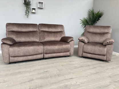 DFS - FAXON Fabric 3 Seater Sofa + Armchair, Power Recliner Sofa Set - RRP £1548
