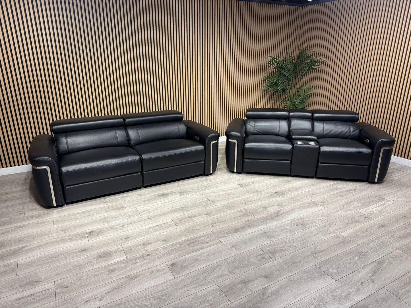 VENICE Leather 3 Seater + 2 Seater Console Power Recliner Sofa Set - RRP £4,598