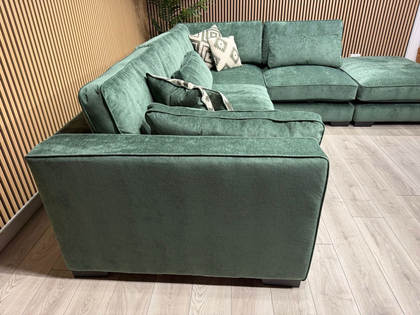 Sofology CAVALLI Style Fabric Open Chaise RHF Corner Sofa + Footstool - RRP £5398