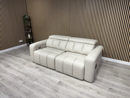DALLAS Leather 3 Seater Double Power Chaise Sofa, Bluetooth Speakers - RRP £1999