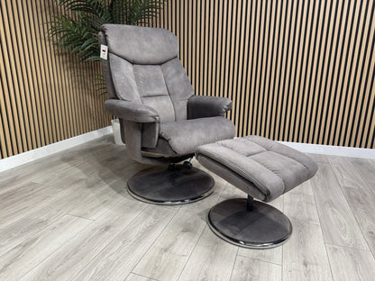 Relaxed Swivel Recliner Chair + Footstool RRP £899
