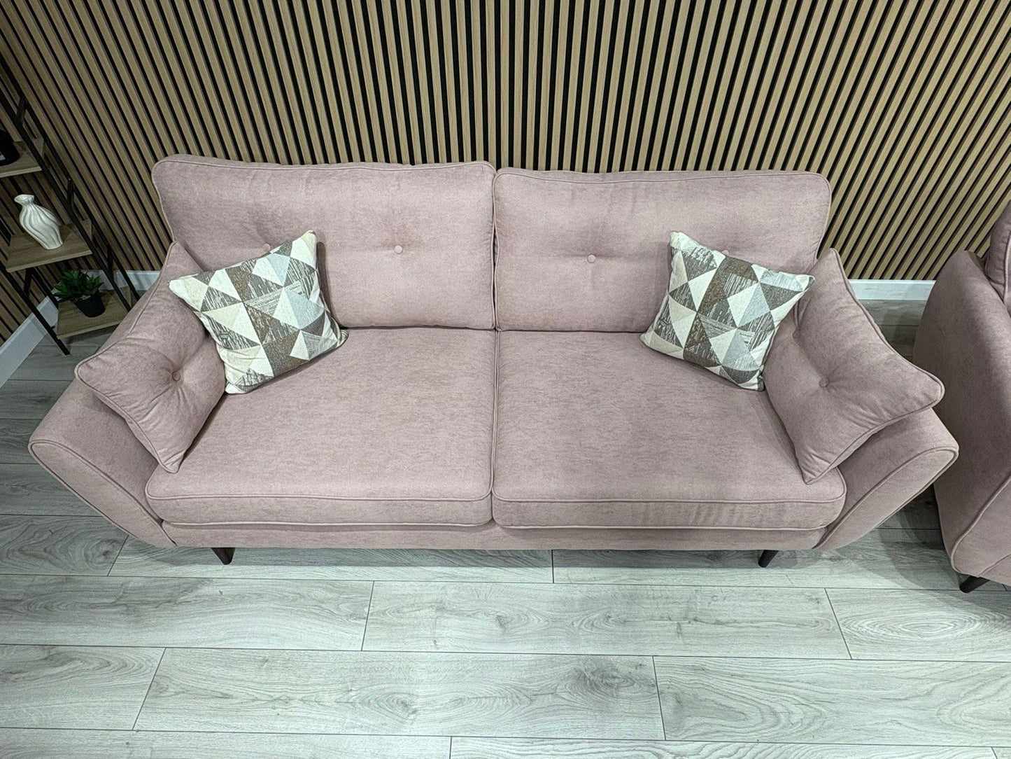 DFS - Zinc 3 & 2 Fabric Seater Sofa Set RRP £1799 Pink