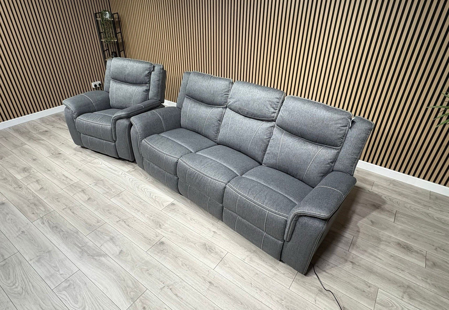Galaxy Fabric 3 Seater + Armchair, Power Recliner Media Sofa Set - RRP £3190