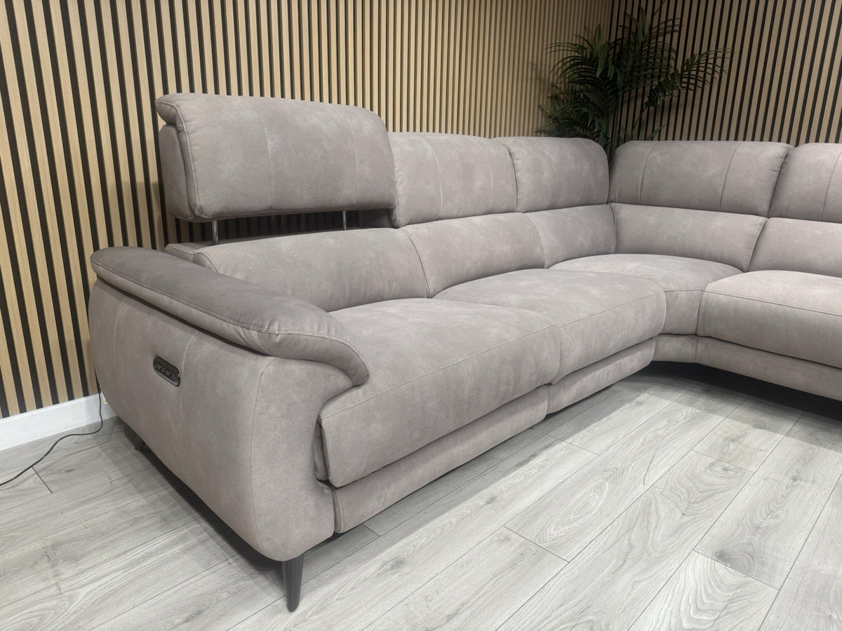 Furniture Village MOET Style Fabric RHF Chaise Power Recliner Corner Sofa