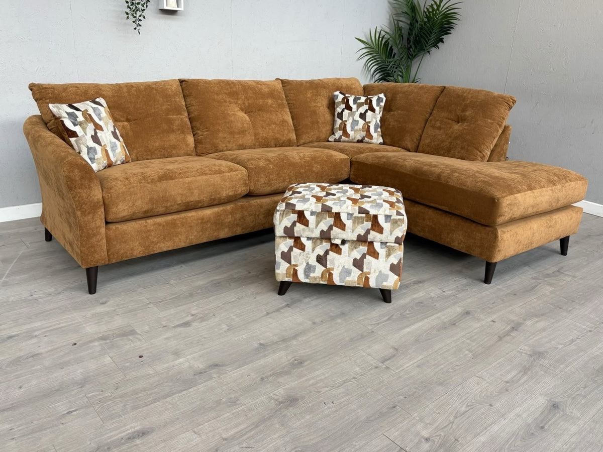 Sofology HALSTON Style Fabric RHF Chaise Corner Sofa + Foostool - RRP £2,898