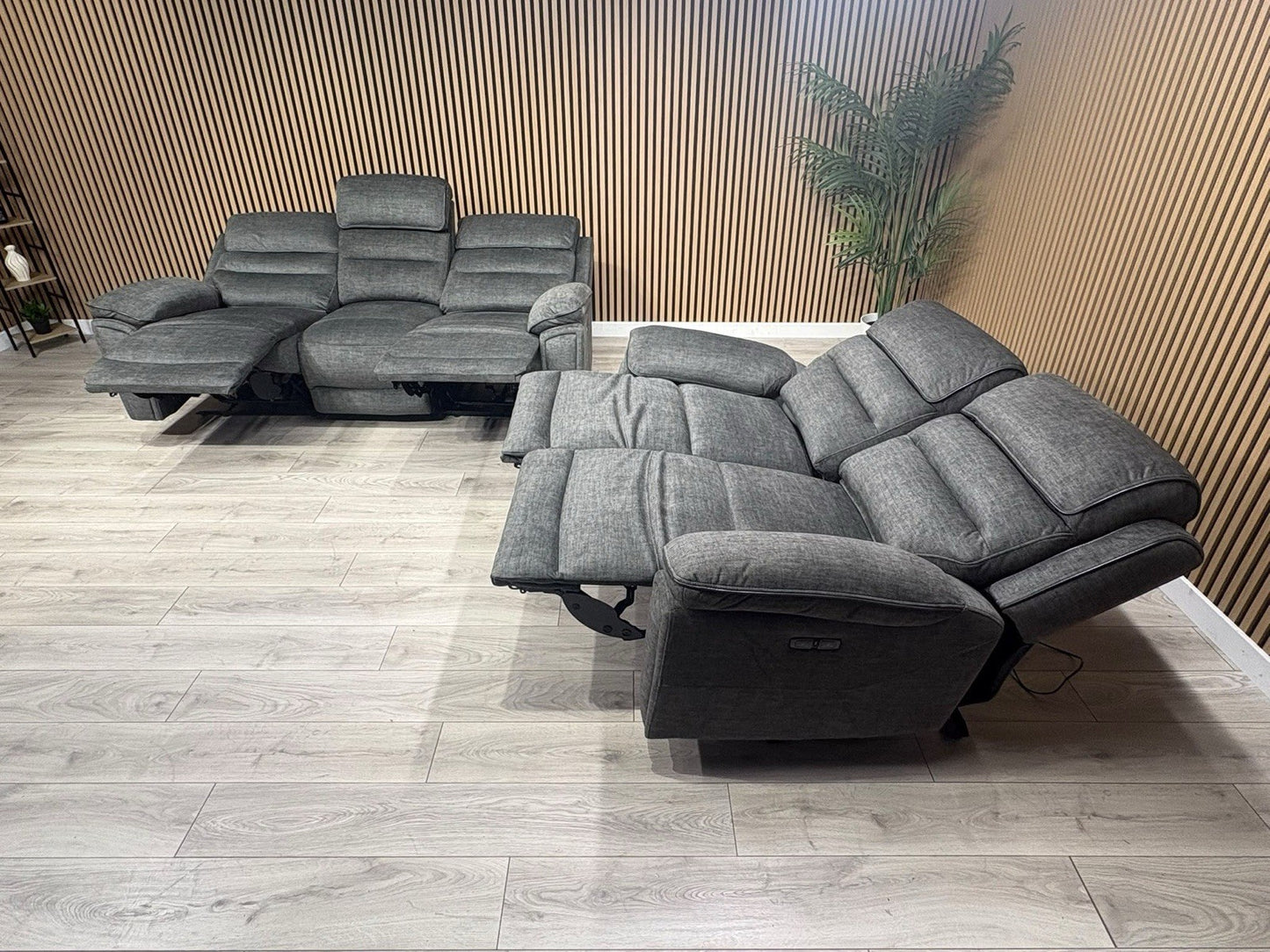 DFS New Lawson Power Recliner 3+2 Seater Sofa Set + Fold Down Table - RRP £2498