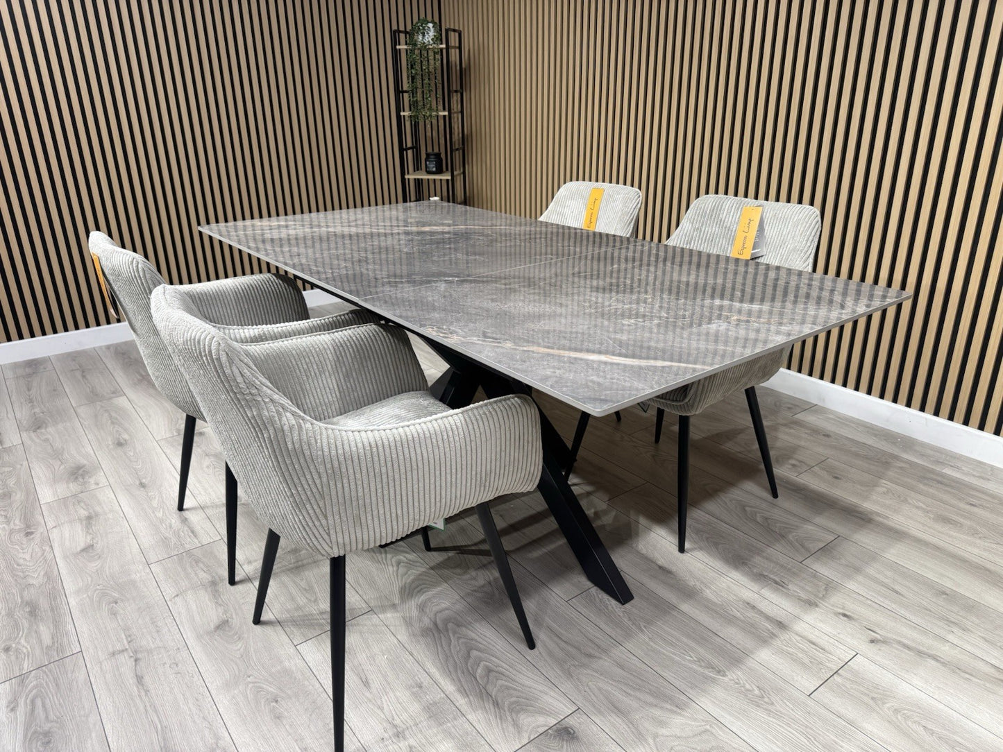 NEXT Sample - CRETE Marble Effect Extending Dining Table + 4 x Chairs. RRP £1899