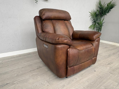 DFS Bravado Leather Power Recliner Armchair + Power Headrests - RRP £1,149