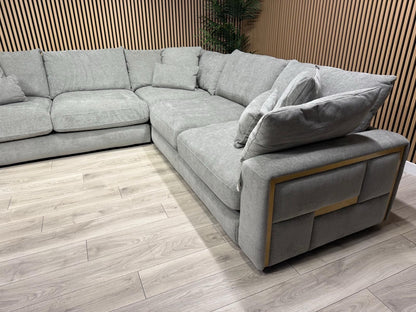METZ Premium Fabric Large Corner Sofa, Cloud Grey - RRP £3,499