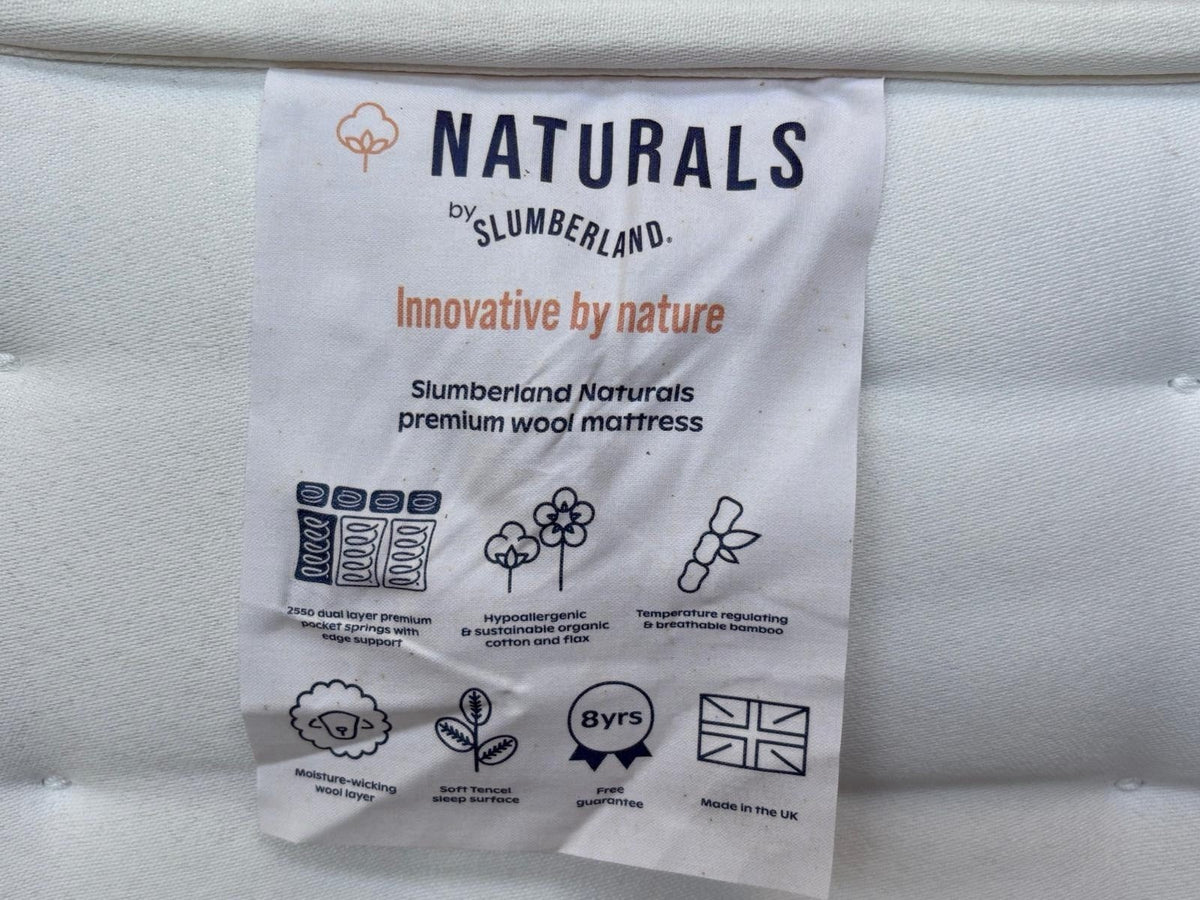 Slumberland NATURALS PREMIUM WOOL 5ft Kingsize Mattress, Firm - RRP £1,299