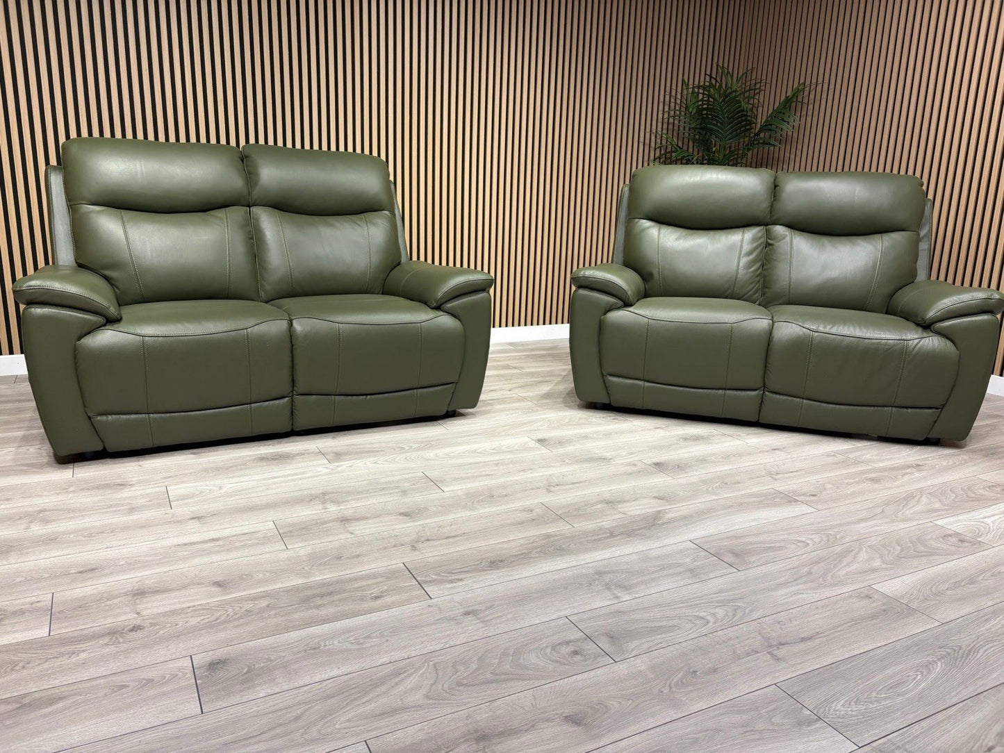 Furniture Village - SLOANE Leather 2 x 2 Seater Sofa Set, Oslo Pine - RRP £2,190
