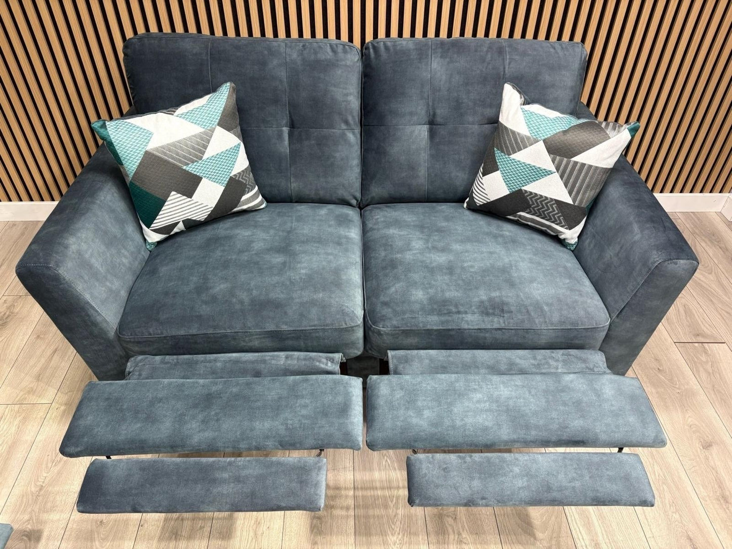 DFS - Studio Style 3 Seater + 2 Seater Power Sofa Set, Ocean Blue - RRP £2,978