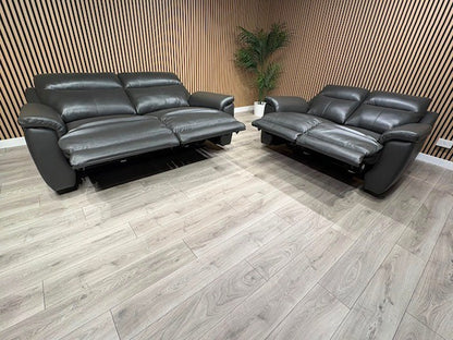 NAVONA 3 Seater + 2 Seater Leather Sofa Set, Power Recliners - RRP £3,498