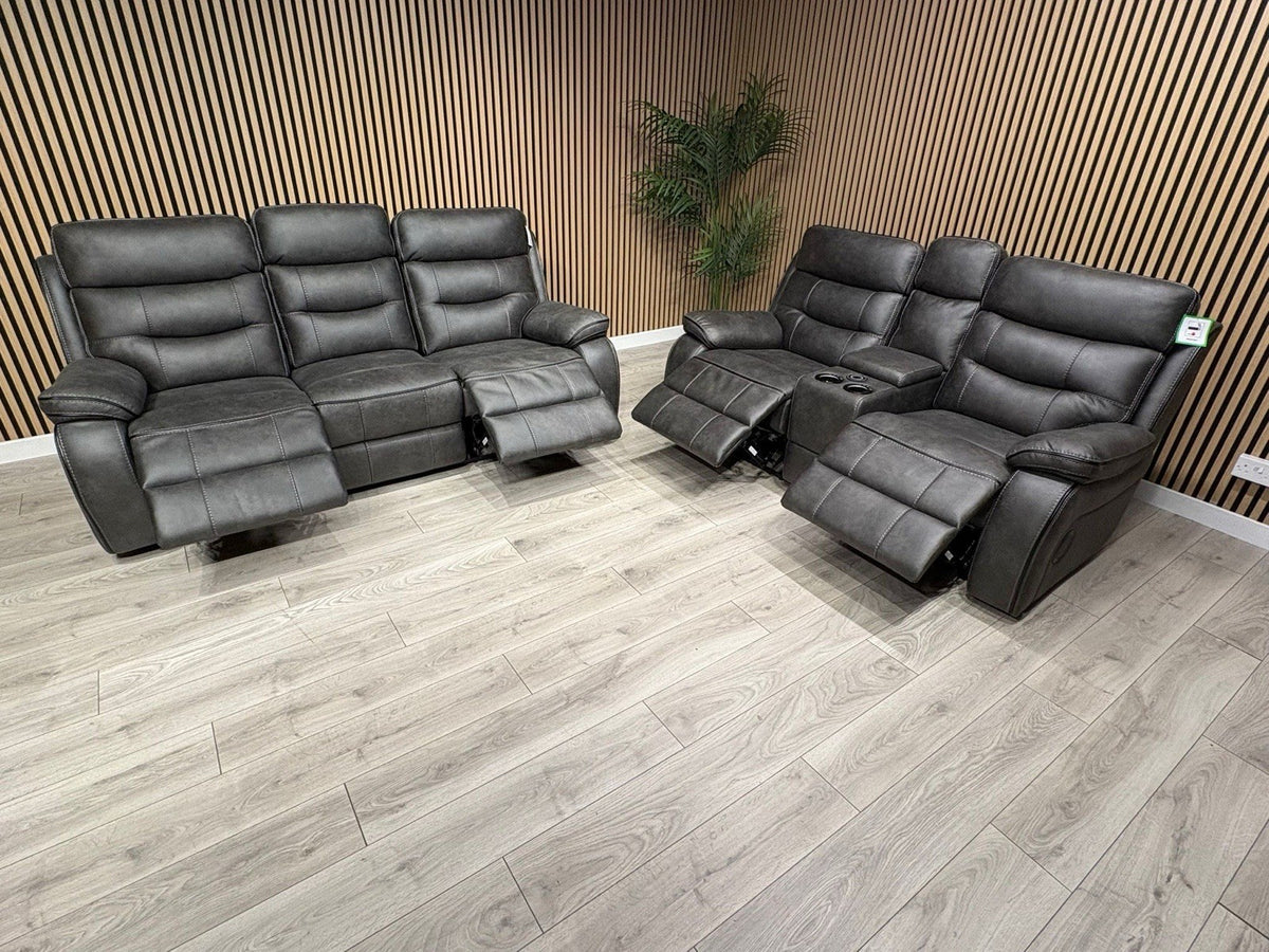 DFS Vinson Fabric 3+2 Seater Power Recliner Sofa Set + Console  - RRP £3899