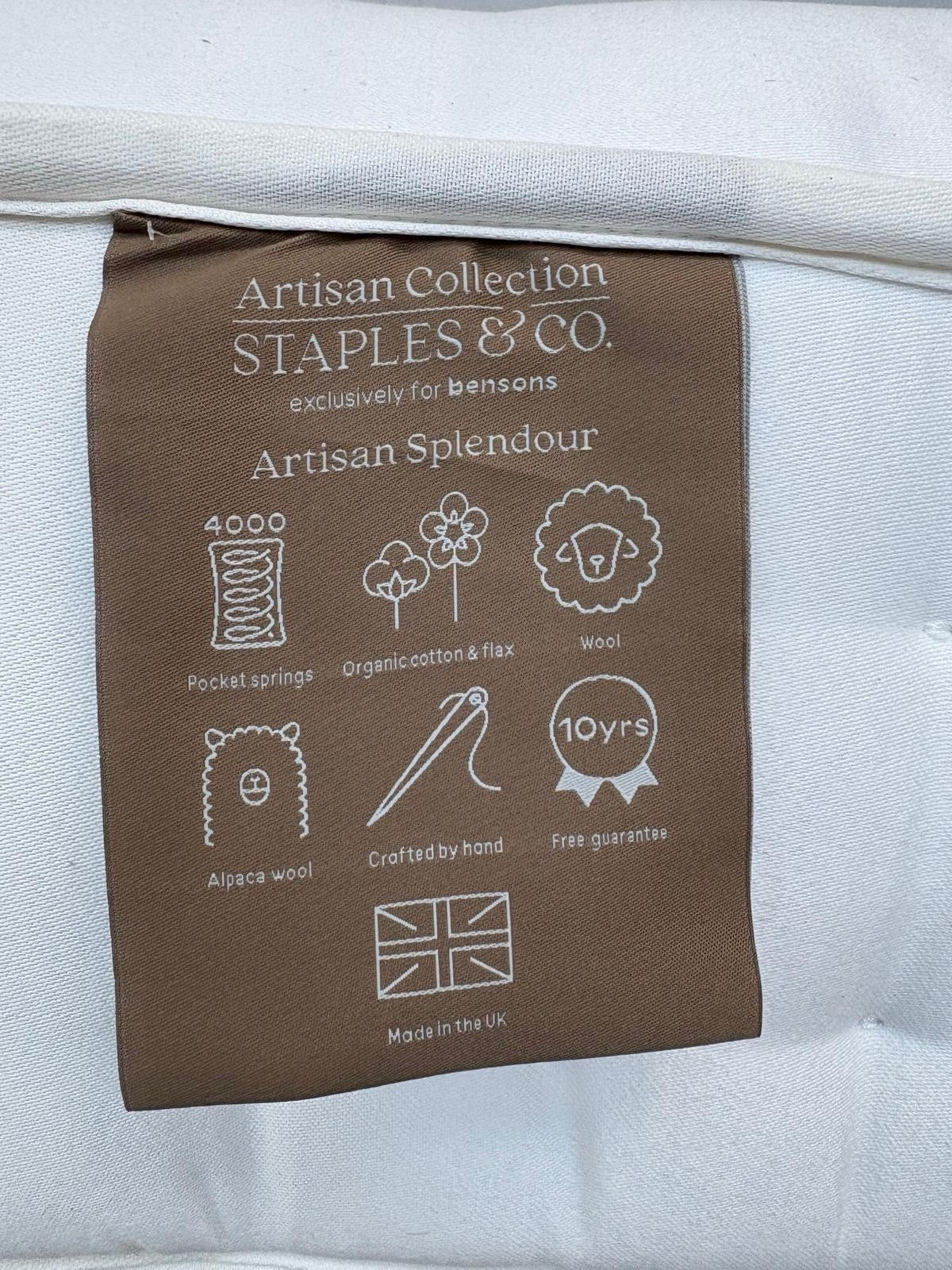 Staples and Co Artisan SPLENDOUR 5FT Kingsize Mattress, Firm - RRP £1,299