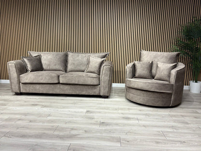 DFS - CHERISHED Style 3 Seater Sofa + Swivel Armchair, Formal Back - RRP £2,248