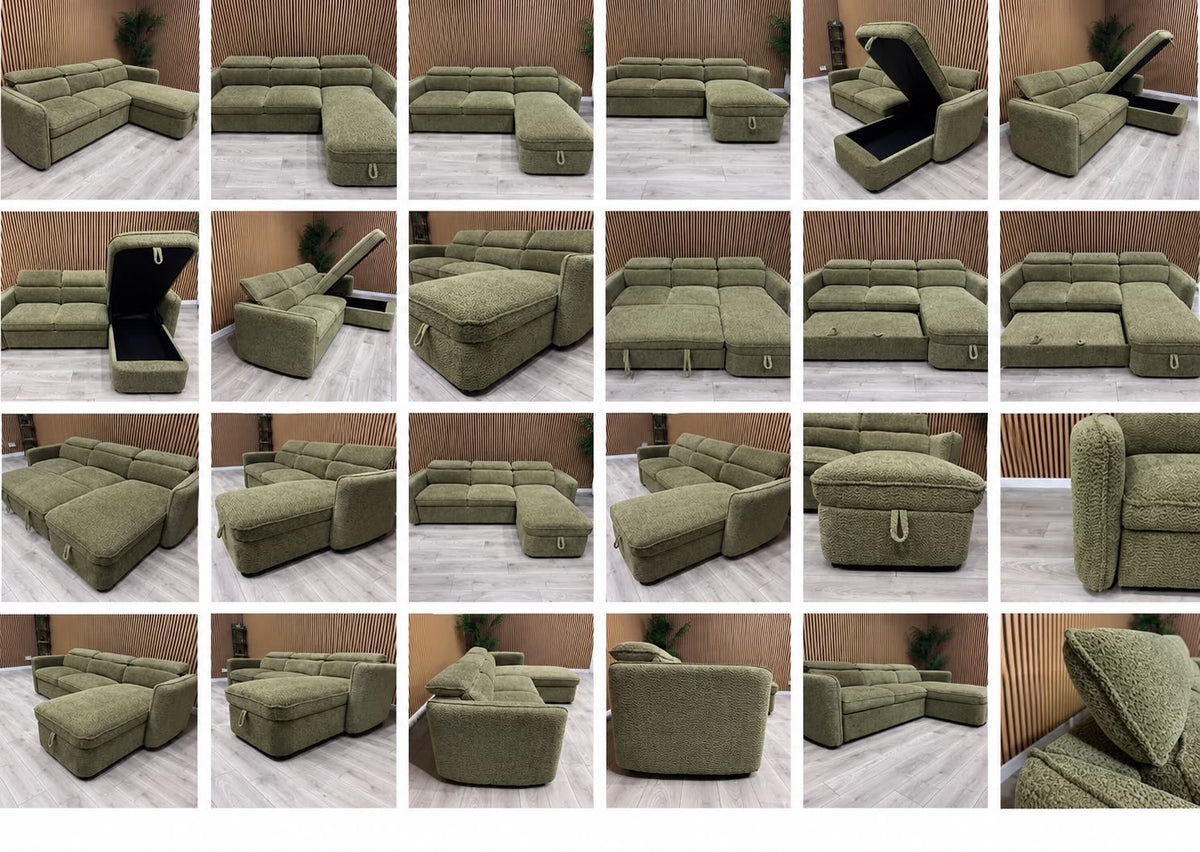 WINDSOR Premium Fabric LHF or RHF Chaise Sofa Bed with Storage - RRP £1399