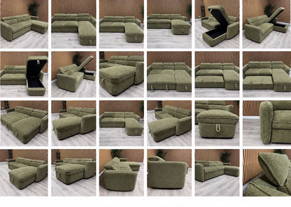 WINDSOR Premium Fabric LHF or RHF Chaise Sofa Bed with Storage - RRP £1399